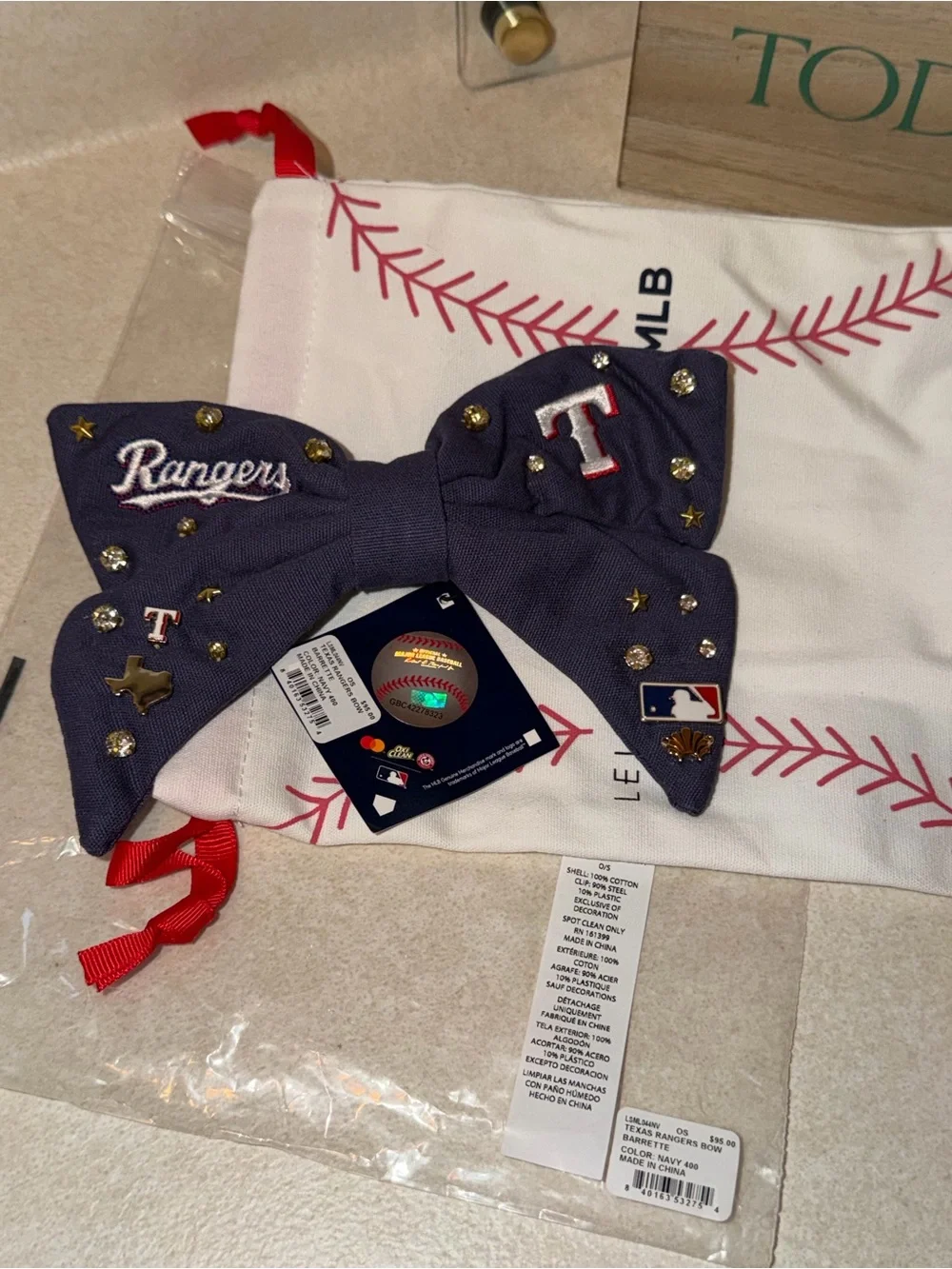 Lele Sadoughi MLB Texas Rangers Bow Barrette